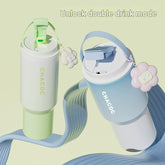 304 Stainless Steel Insulated Tumbler,Large Capacity with Handle and Cute Cloud Accessory(Pink)